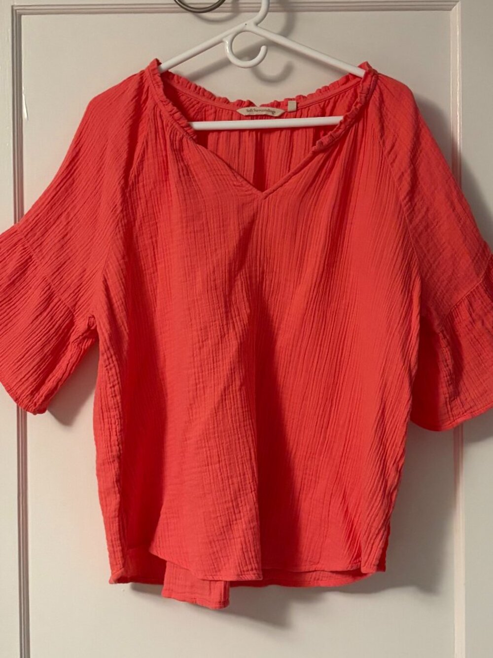 Soft Surroundings gauzy cotton blouse size 1X summer beachy colorful boho